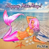 Pink mermaid animirani GIF