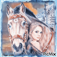 Femme et cheval / concours - GIF animado gratis