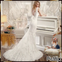 The Bride, the Piano and the Dog animasyonlu GIF