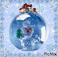 Snowman Christmas Ball animerad GIF