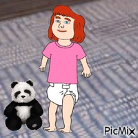 Baby with plush panda