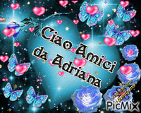 cuore azzurro ciao amici - Бесплатный анимированный гифка