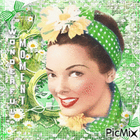 soave woman vintage green daisy green