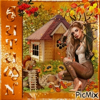 Porträt eines Mädchens - Herbst - Free animated GIF