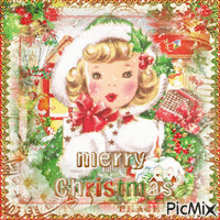 Christmas card vintage children girl