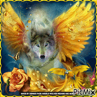YELLOW ANGEL WOLF - Besplatni animirani GIF