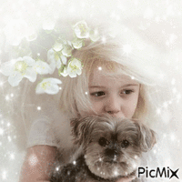 menina e seu cão