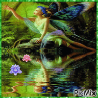 Water reflections + fairy - Бесплатный анимированный гифка