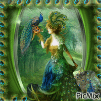 Peacock Lady Animated GIF
