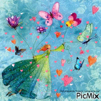Papillons et Coeurs - GIF animé gratuit