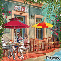 summertime cafe GIF animé
