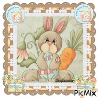 A Bunny With His Egg - Ingyenes animált GIF