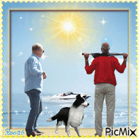 TWO MEN AND A DOG анимиран GIF