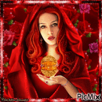 HD femme en rouge - GIF animado grátis