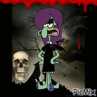Goth transfem squidward GIF animado
