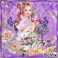 Spring girl in purple