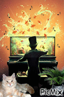 le piano a poisson - 免费动画 GIF