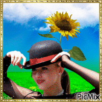Cloé et son chapeau - Animovaný GIF zadarmo