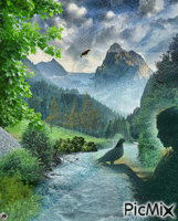 Mujer en el río - Free animated GIF