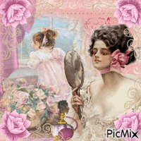 lady with mirror - Free animated GIF