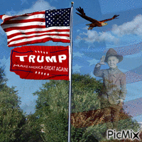 Flag Eagle Trump Dad as a Boy geanimeerde GIF
