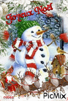 Bonhomme de neige il vous di joyeux Noël - GIF animé gratuit