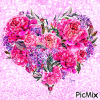 Corazón de flores - GIF animado grátis