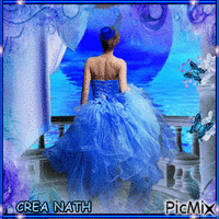 lady in blue   concours - Free animated GIF