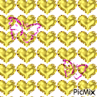 Pleins de cœurs jaunes - Free animated GIF