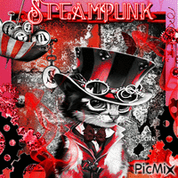 steampunk cat animēts GIF