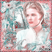 Grace Kelly in the garden - Pink and teal tones
