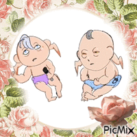 baby sunday and baby robin - GIF animado grátis