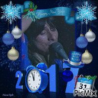 Happy New Year 2017 Steve Perry Blue - Δωρεάν κινούμενο GIF
