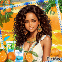 Woman with oranges -contest - GIF animé gratuit