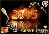 Bonne année 2015-3 champagne-cadeaux - Безплатен анимиран GIF