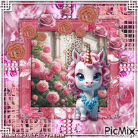 {☼}Unicorn in a Rose Garden{☼} - Free animated GIF
