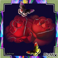 Butterfly & Rose Animated GIF