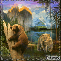 Ours en Montagne - GIF animé gratuit