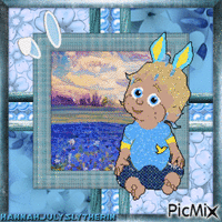 ☼♥☼Baby Bunny Boy in Blue☼♥☼ animált GIF