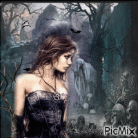 Sad gothic woman - Free animated GIF
