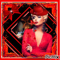 Portrait d'une femme en rouge - Безплатен анимиран GIF