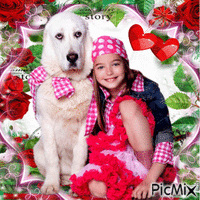 L' amour entre une fille et son chien - GIF animé gratuit