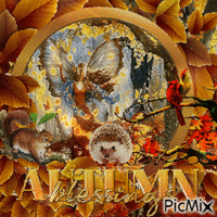 Herbstfee mit einem Waldtier - Bezmaksas animēts GIF