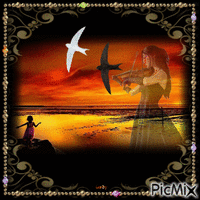 Femme et violon !!!! - Free animated GIF