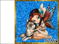 Indian Girl with wolf - 免费动画 GIF