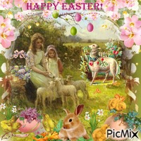 Happy Easter -vintage - GIF animé gratuit