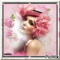 Elégante avec un chapeau rose - GIF animé gratuit