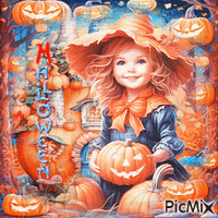 Halloween sweet girl children - GIF animé gratuit