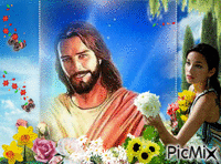 jesus  and woman GIF animasi
