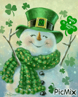 St. Pat's Day Snowman Animated GIF